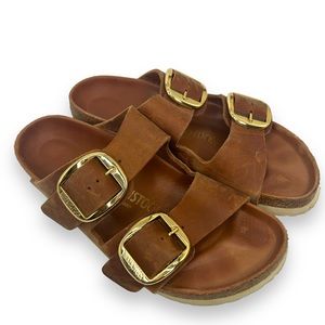 Birkenstock Arizona big buckle oiled leather sandals size 7 brown classic sandal